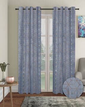 cortina eyelet curtain Set of 2 Foil Print Door Curtains-picture-17