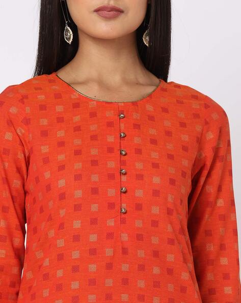 Buy TILISM Women and Girls Orange Printed Cotton Full Stitch Kurta (M)  Online at Best Prices in India - JioMart.