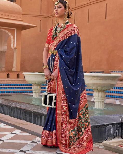 Turquoise silk patola print saree 5812