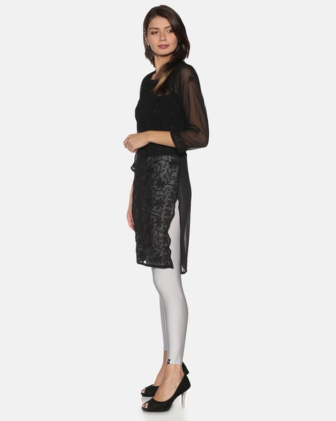 Buy Silver on White Holographic Metallic Shattered Glass High Waist Leggings  150225 Online in India - Etsy