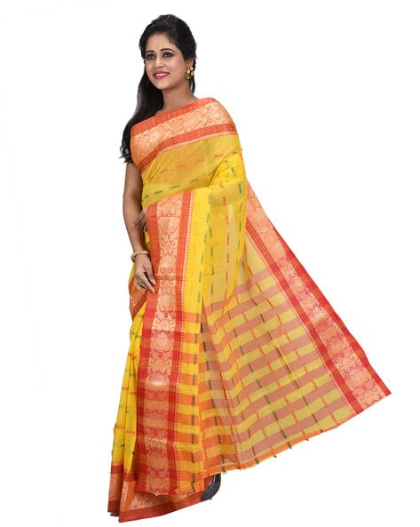 Buy JCSS Yellow Cotton Saree Shapewear for Women Online @ Tata CLiQ