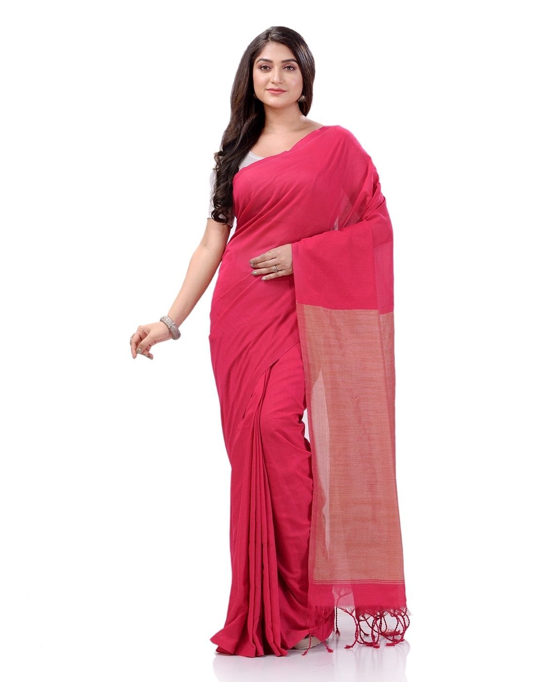 Batik Printed Cotton Saree in Pink : SEW14010