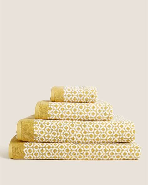 Yellow discount patterned towels