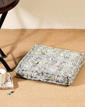 fabindia Floral Print Floor Cushion 20"X20"-picture-14