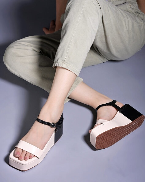 Women's Platform Heeled Sandals Cross Strap Ankle Strap - Temu