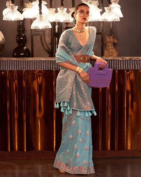 Buy Blue Sarees for Women by Ri wah Online Ajio