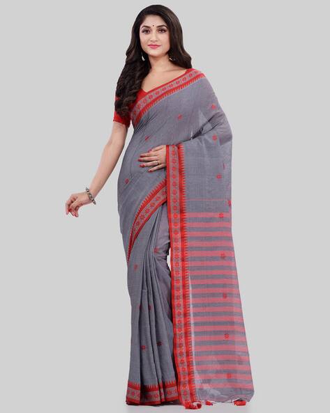 Myntra Handloom Saree Woven Design Cotton Handloom Saree With