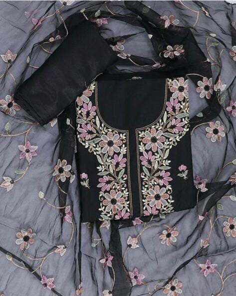 Embroidered Unstitched Dress Material Price in India