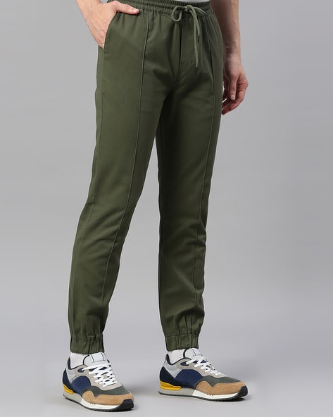 Buy Highlander Olive Green Slim Fit Solid Joggers for Men Online at Rs.618  - Ketch