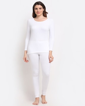 White Girls Aero Heat Thermal Pajama Set