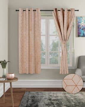 cortina eyelet curtain Set of 2 Foil Print Window Curtains-picture-27