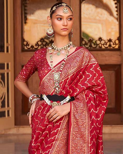 Red Banarasi Saree Photos Price Rich Pallu | Red Banarasi Silk Saree