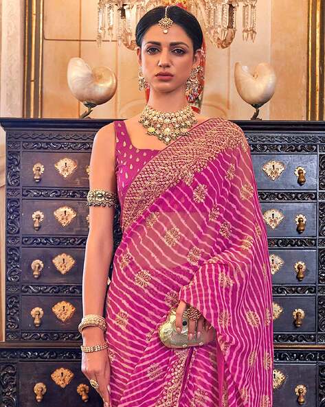 Leheriya Saree - Buy Designer Leheriya Saree Online at Best Price –  Luxurion World