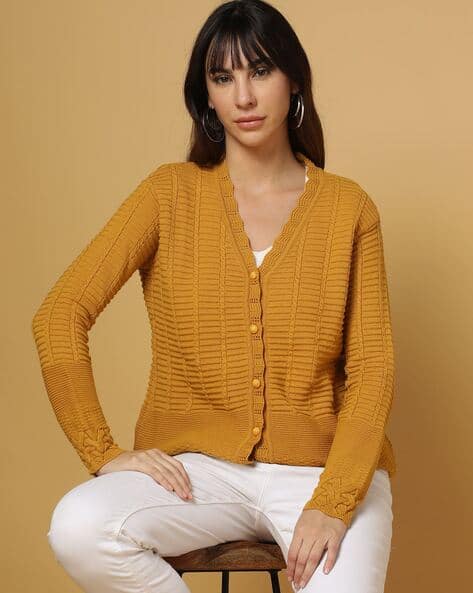 Button-Down V-Neck Cardigan