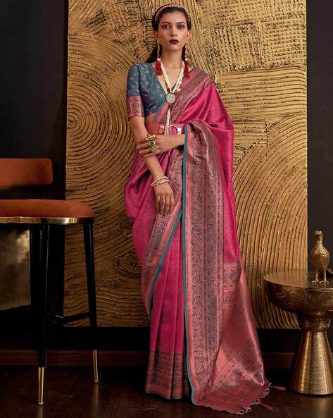 Buy Pink Sarees for Women by Anjaneya Sarees Online | Ajio.com