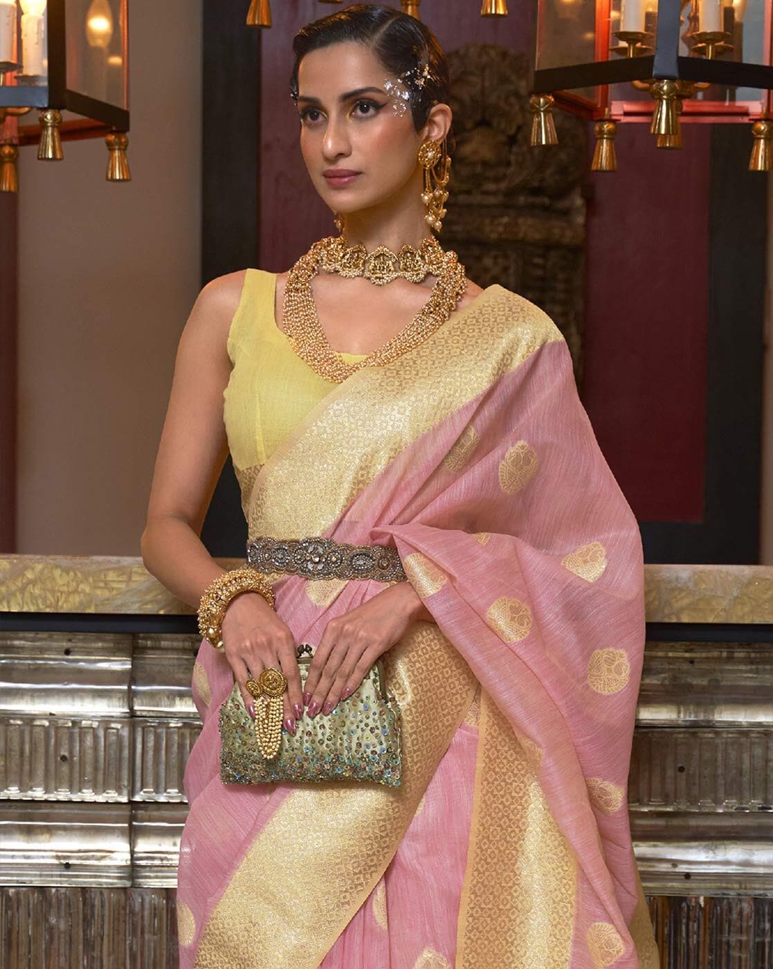 Buy Pink Sarees for Women by Ri-wah Online