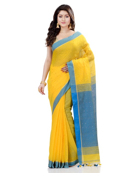 Blue Pure Cotton Handloom Sarees Get Extra 10% Discount on All Prepaid –  Dailybuyys