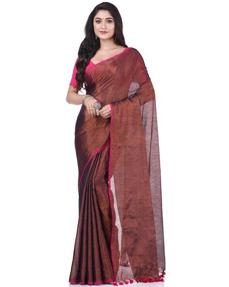 Desh Bidesh Handloom Bollywood Design Silk Saree with Tassels