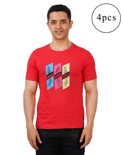 Fashion 4pcs Men's Fashion Printed T-shirt Short Sleeve