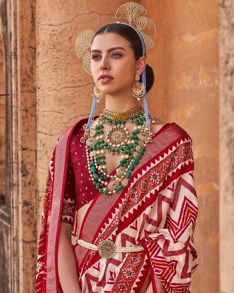 Red Traditional Patola Woven Saree in Silk