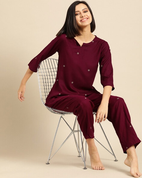 Figata Velvet Night Suit Set with Shirt and Pajama- Black – Resfeber Fashion