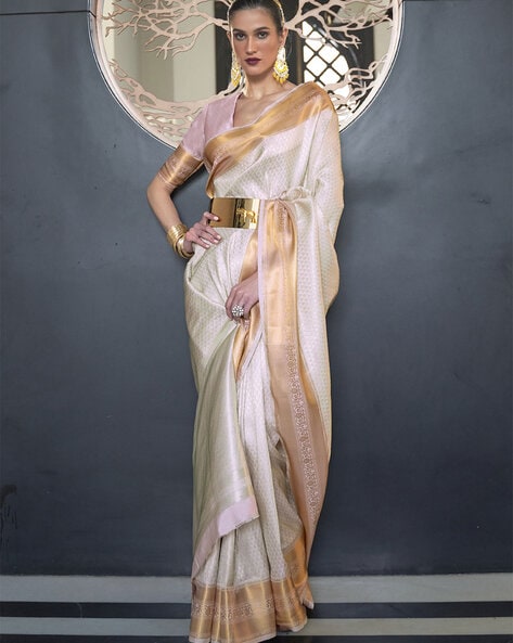 Buy White Sarees for Women by GLORYANCE Online | Ajio.com