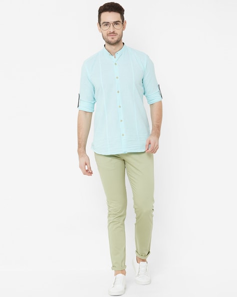 Slim Fit Bottle Green Trousers | Buy Online at Moss