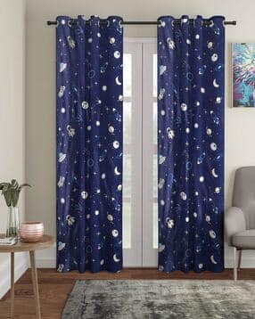 cortina eyelet curtain Pack of 2 Graphic Print Door Curtain-picture-39