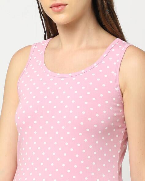 pink polka dot tank top