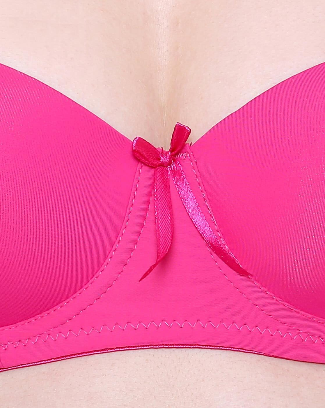 Buy Cotton Bra with Transparent Straps & Back - Pink Online India