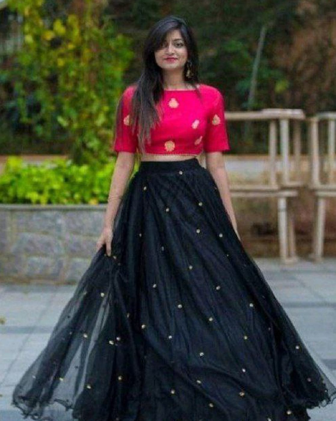 Buy HALFSAREE STUDIO Black Designer Lehenga Choli in Banarasi silk Online  at Best Prices in India - JioMart.