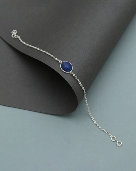 Amazon.com: Midnight Sky' Sterling Silver Natural Lapis Lazuli Bracelet,  Adjustable From 6.75