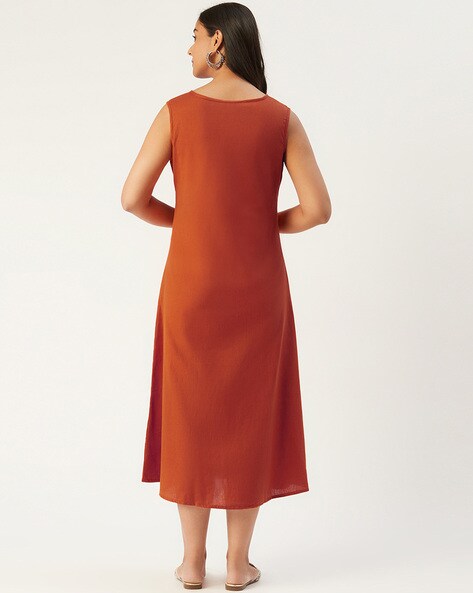 Buy Rust Orange Arazi Dress Online - Ciceroni