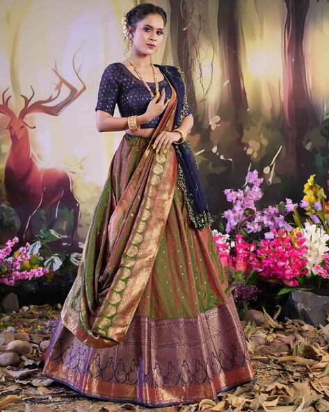 Buy Green Dolla Silk Digital Printed Lehenga Choli Online At Zeel Clothing