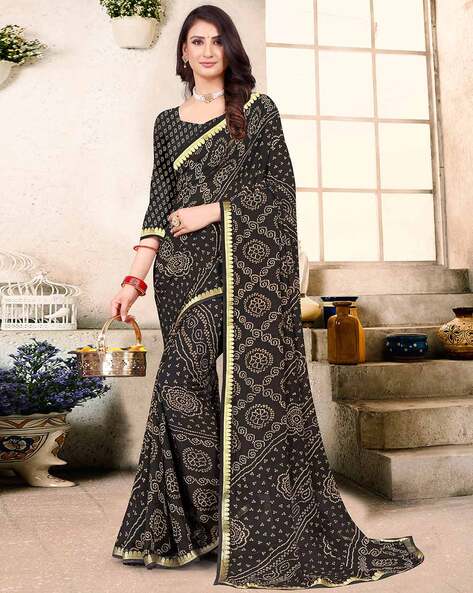 Flamboyant Patch Border Work Black Printed Saree. Buy Sarees online at low  prices in India. Shop for Latest designer styles, silk, Cotton, Bridal &  Wedding sarees, Party Wear Designer, Latest Sarees –