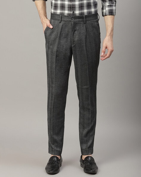 Men's Herringbone Tweed Wool Blend Trousers Casual Retro Slim Pleated Suit  Pants | eBay