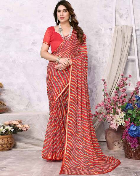 Buy Gray and Green Orange Leheriya Cotton Kota Doria Saree with blouse  piece at Amazon.in