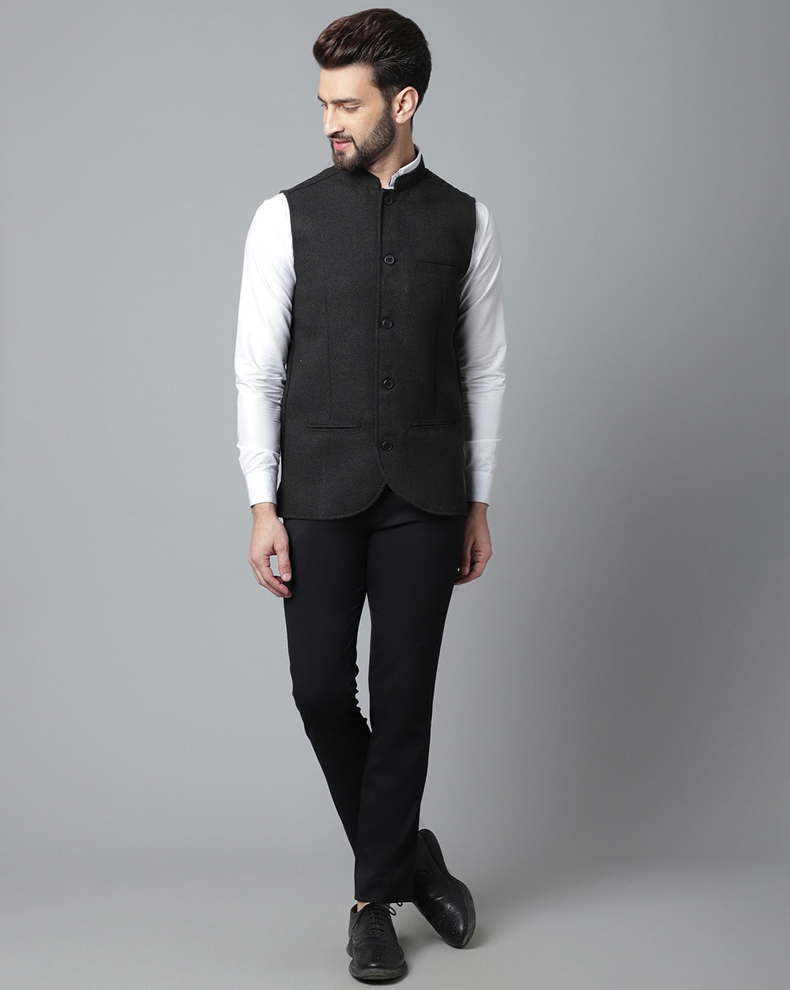 Black 2024 collared waistcoat