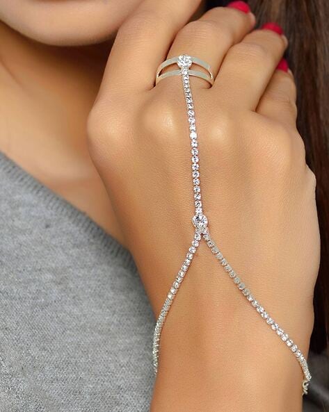 Stylish Hathphool Floral Ring Bracelet Rose Gold Jewellery Designs Online  F22020
