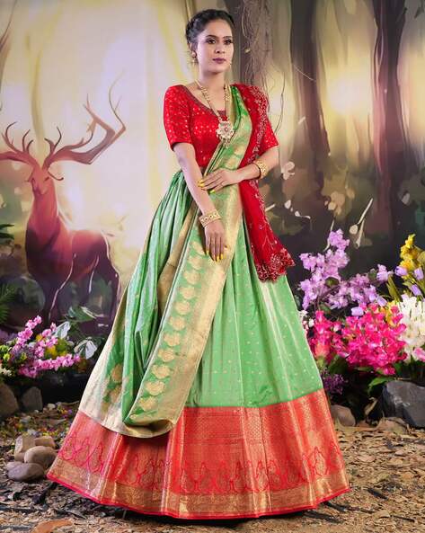 Buy Rani Pink And Green Shibori Half And Half Saree by Designer REETI  ARNEJA Online at Ogaan.com