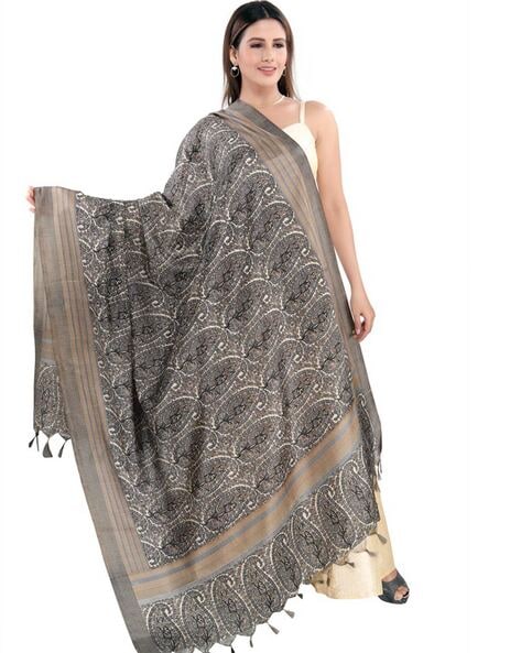 Textured Dupatta with Tassels Price in India