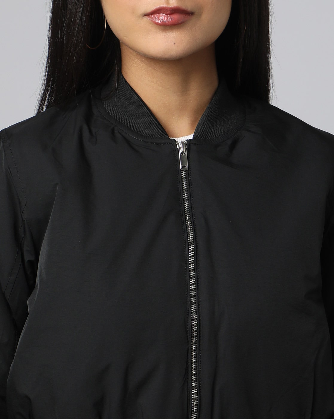 Women's Black Bomber Leather Jacket - Cheviot »