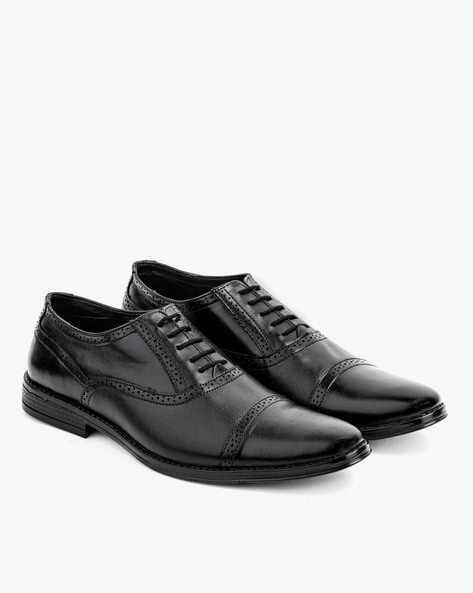 Textured Lace-up Oxfords with Perforations