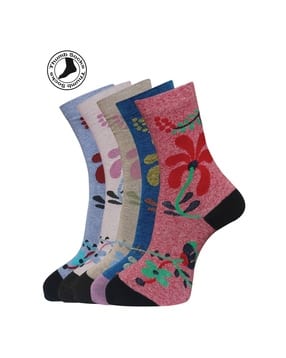Pack of 5 Floral Printed Ankle-Length Socks-image-37