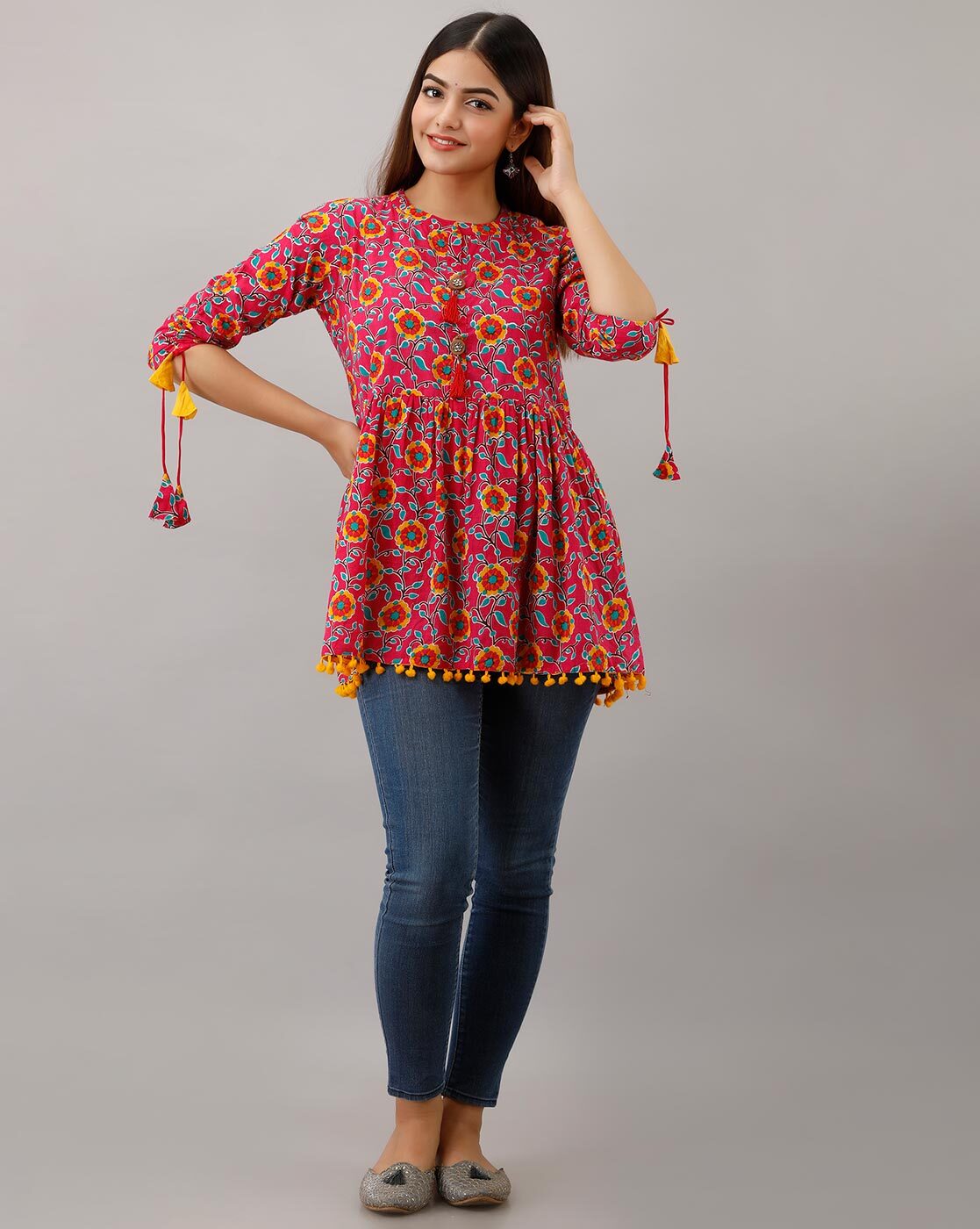 PMUYBHF Womens Sunflower Printing Tunic Tops Long India