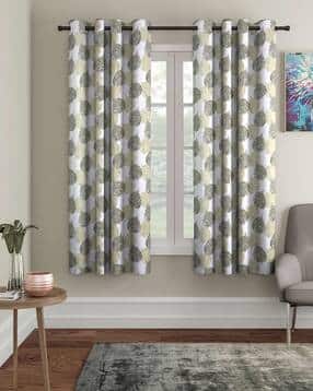 cortina eyelet curtain Set of 2 Leaf Print Curtain-picture-30