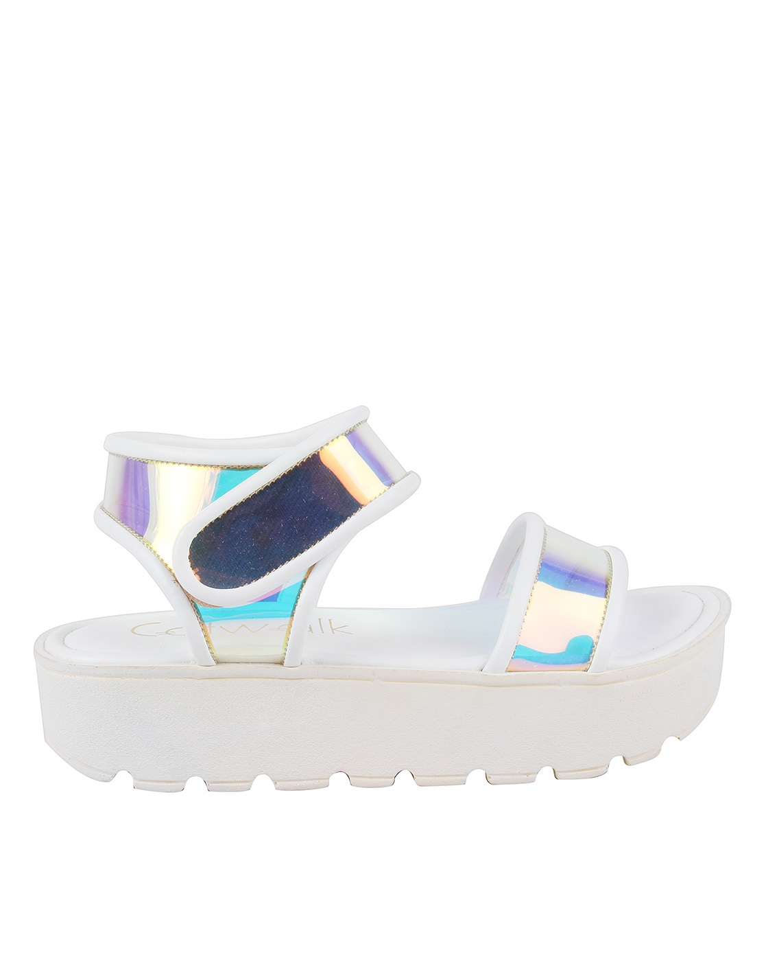 Multicolor Metallic T-Strap Square Toe Studded Platform Sandals | FSJ Shoes