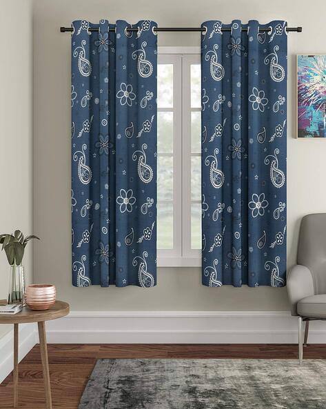 Cortina Eyelet Curtain  Set of 2 Indian Print Window Curtain