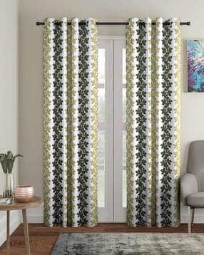 cortina eyelet curtain Set of 2 Floral Print Decorative Door Curtain-picture-27
