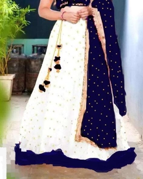 Blue and white color combination Designer Lehenga Choli :: ANOKHI FASHION